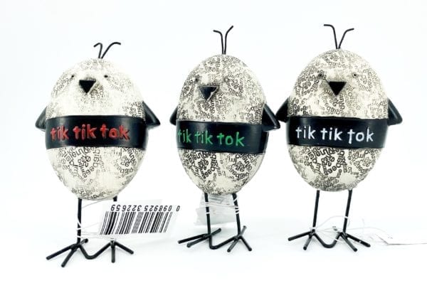 Huhn, 3er Set mit Aufschrift tik tik tok, Höhe 10cm, von Baden 1 | Asmondo – Deko, Geschenke und mehr