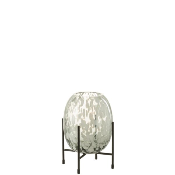 J-Line Vase auf Fuß, gesprenkeltes Glas, grau/weiß, klein – 22,00 cm hoch 1 | Asmondo – Deko, Geschenke und mehr