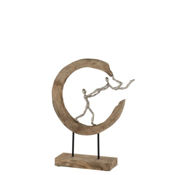 J-Line Figur Halbmond – Holz/Aluminium – Natur/Silber 1 | Asmondo – Deko, Geschenke und mehr