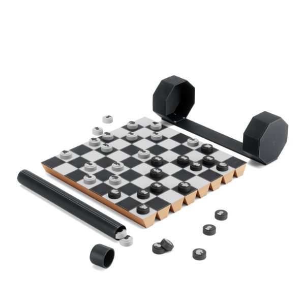 Spieleset Schach und Dame „Rolz“ von Umbra , zusammenrollbar mit Aufbewahrungsbox, ideales Reisespiel 1 | Asmondo – Deko, Geschenke und mehr