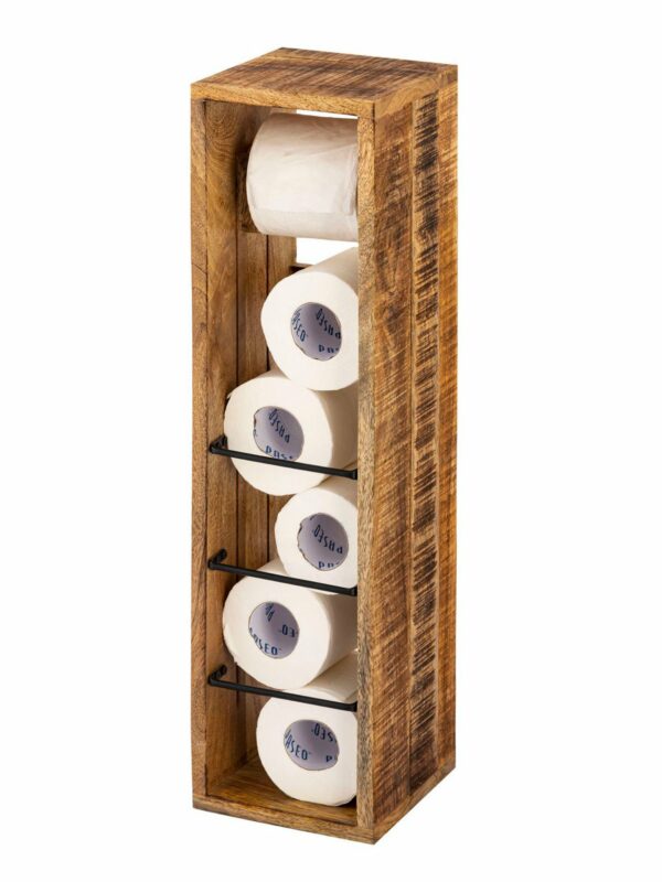 Toilettenpapierhalter, Holz, 17x17cm aus quadratischem Mangoholz, von Voglrieder 1 | Asmondo – Deko, Geschenke und mehr