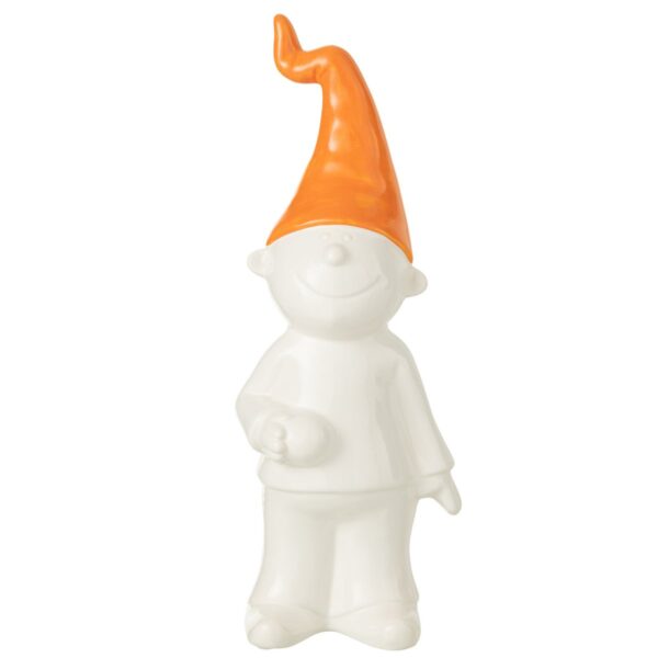 J-Line Zwerg, stehend, Keramik, Weiß/Orange, groß 1 | Asmondo – Deko, Geschenke und mehr