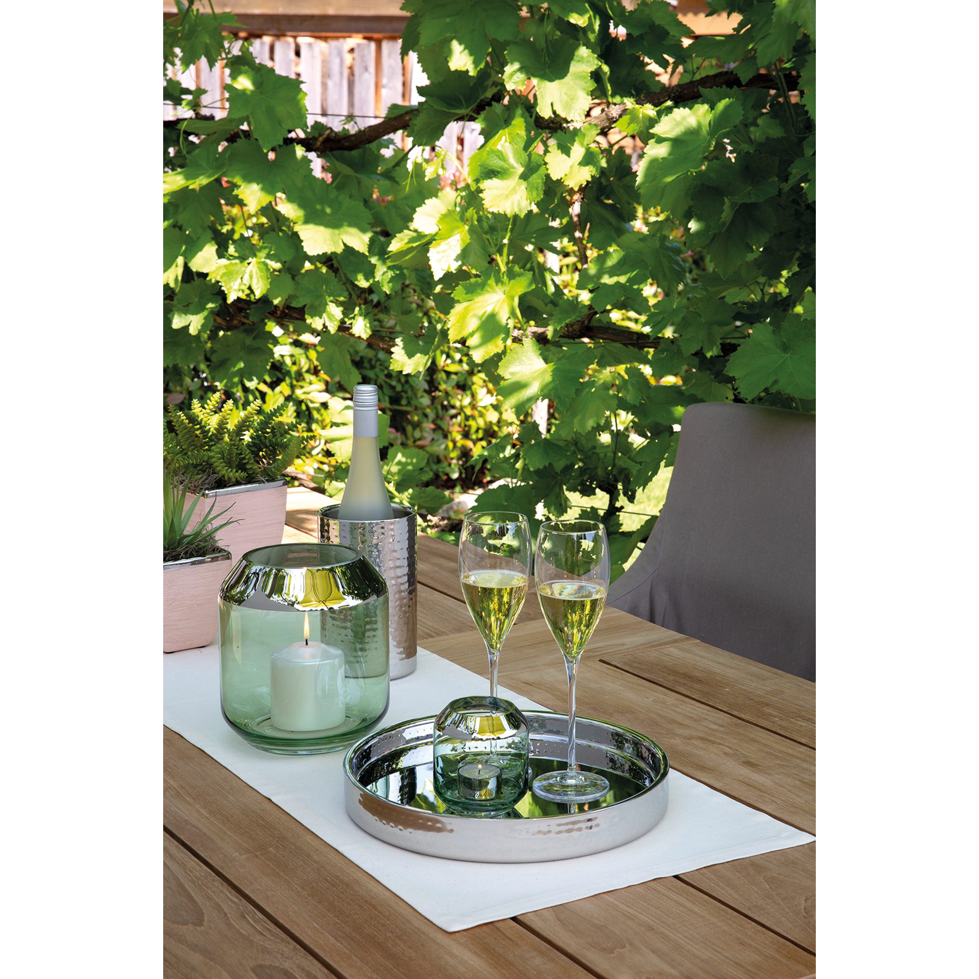Teelichthalter/ Fink grün, Windlicht Vase/ „Smilla\
