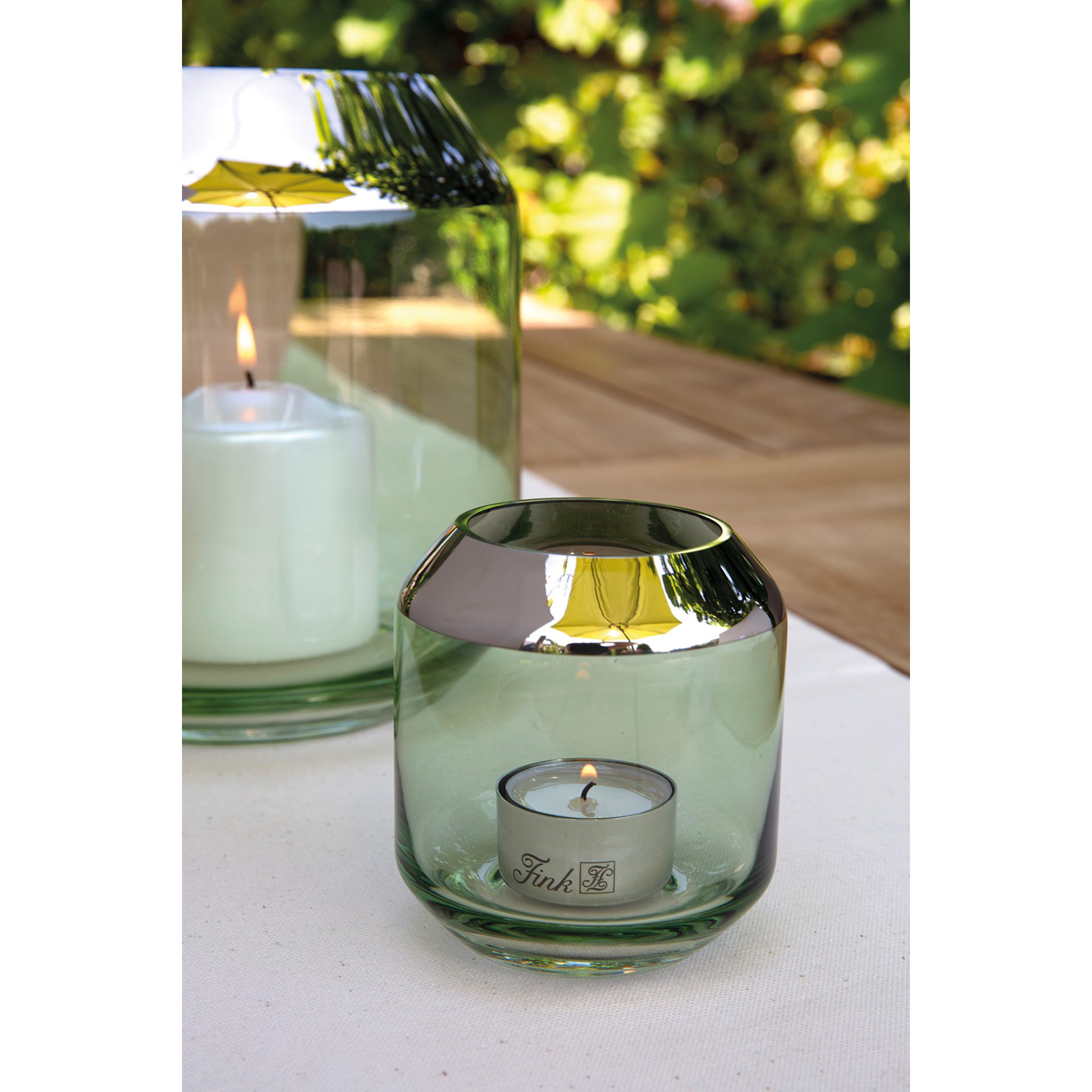 Fink grün, Teelichthalter/ Windlicht Vase/ „Smilla\
