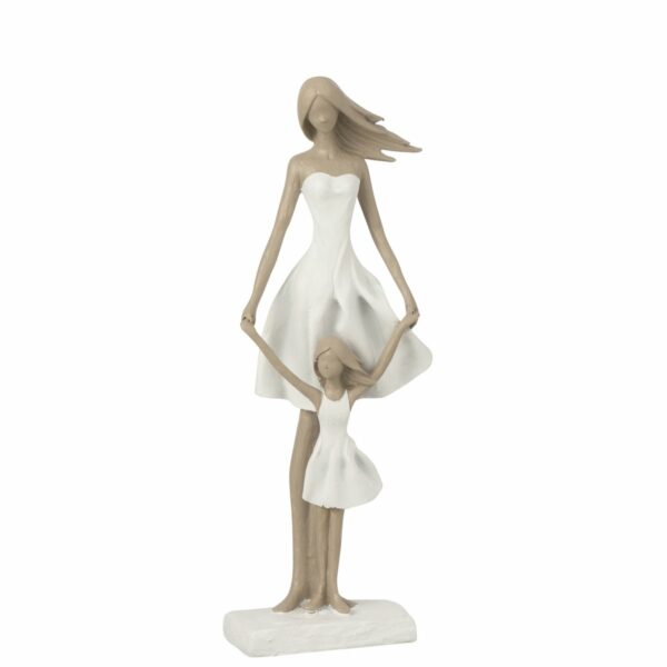 Skulptur- Mutter mit Tochter Poly Weiß/Taupe , H 45cm, von J-Line 1 | Asmondo – Deko, Geschenke und mehr