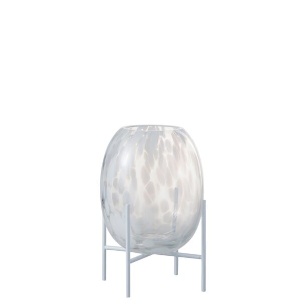 J-Line Vase auf Fuß, Punktglas, transparent/weiß, klein – 23,00 cm hoch 1 | Asmondo – Deko, Geschenke und mehr