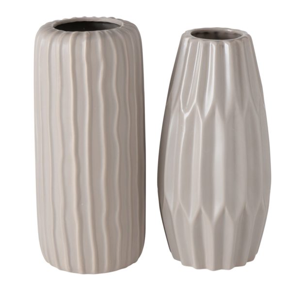 Vase „Aquarel", 2er Set, aus Keramik, H25,50cm, von Boltze, Taupe 1 | Asmondo – Deko, Geschenke und mehr