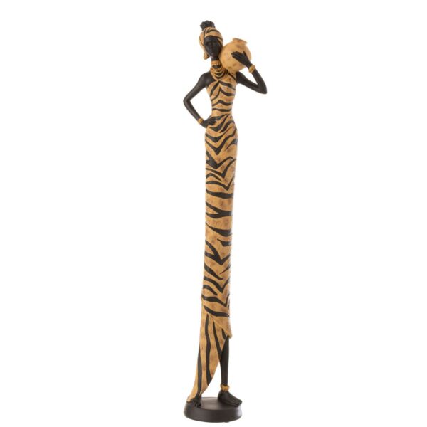 Skulptur African Woman Zebra Poly Schwarz/Braun, H 82 cm, von J-Line 1 | Asmondo – Deko, Geschenke und mehr