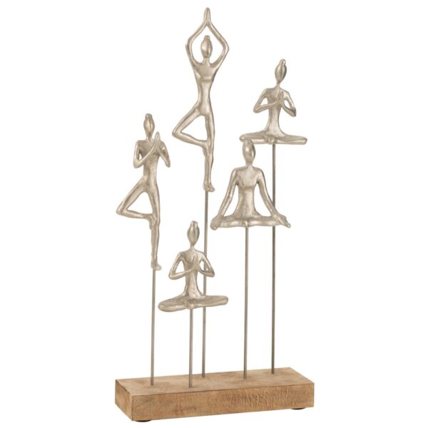 J-Line Damen Yoga Holz Metall Natur/Silber 1 | Asmondo – Deko, Geschenke und mehr