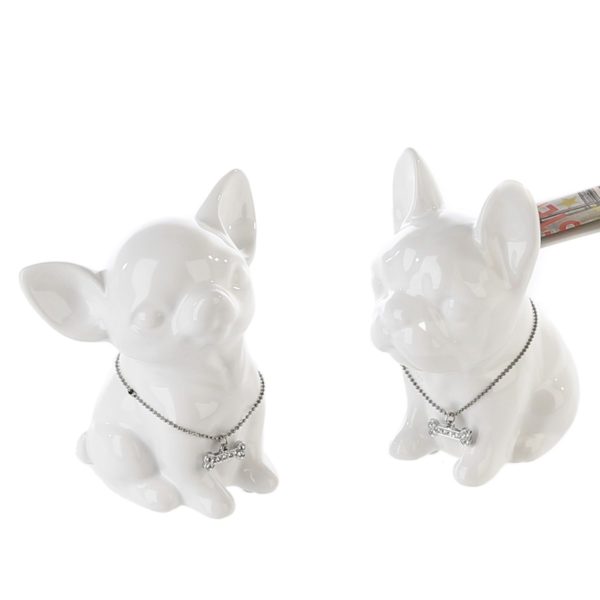 Keramik Spardosen „Mini Dog“, 2er Set, weiß, 10x13cm, von Gilde 1 | Asmondo – Deko, Geschenke und mehr