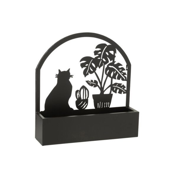 J-Line Wanddeko/Blumentopf Katze Metall Schwarz 1 | Asmondo – Deko, Geschenke und mehr
