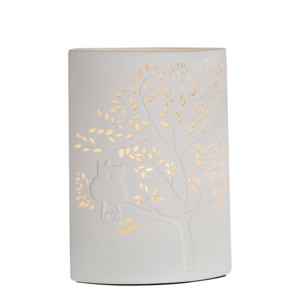 Porzellan Lampe Ellipse Baum m.Katze 1 | Asmondo – Deko, Geschenke und mehr