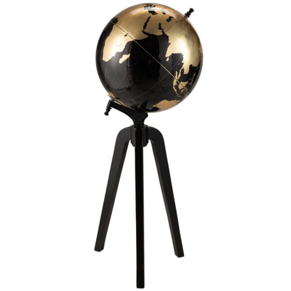 Globus auf Fuß, Holz, Schwarz/Gold, extra groß, H99cm, von J-Line 1 | Asmondo – Deko, Geschenke und mehr