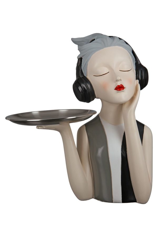 Poly Figur "Girl" mit Kopfhörer, Höhe 27cm, von Gilde 1 | Asmondo – Deko, Geschenke und mehr