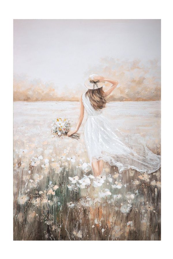 Ölbild  „Schönheit im Blumenmeer“, creme/naturfarben, 3,7x80x120cm, von Gilde, Leinwand auf Keilrahmen 1 | Asmondo – Deko, Geschenke und mehr
