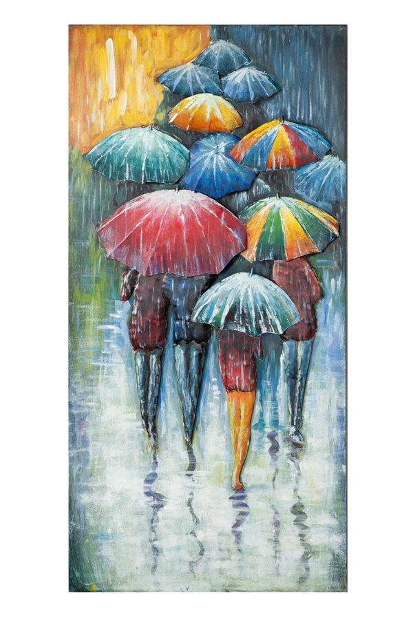 Metall Bild „Umbrella Meeting", 2,3x60x120 cm, Handarbeit, Unikat von Gilde 1 | Asmondo – Deko, Geschenke und mehr