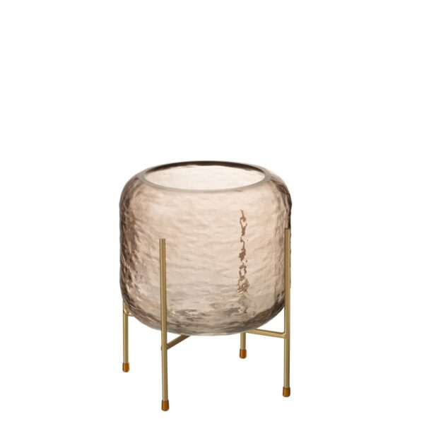 J-Line Vase Rund auf Fuß Glas Braun/Gold Klein - 23,00 cm hoch 1 | Asmondo – Deko, Geschenke und mehr