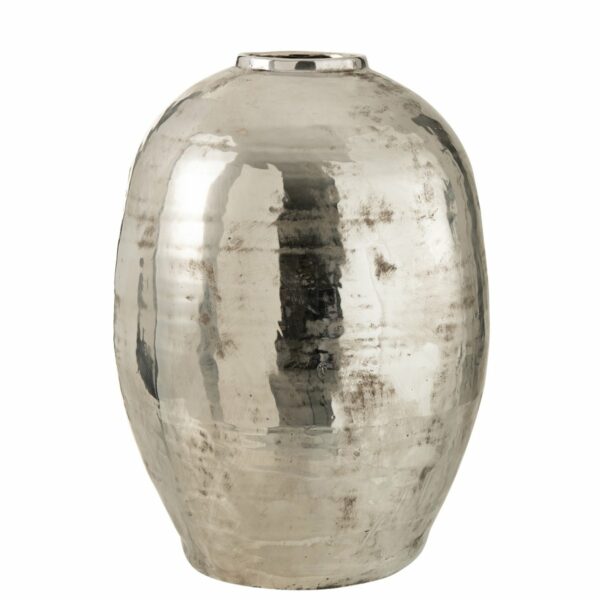 Vase rund Arya Metall Silber – 57,00 cm hoch, von J-Line 1 | Asmondo – Deko, Geschenke und mehr