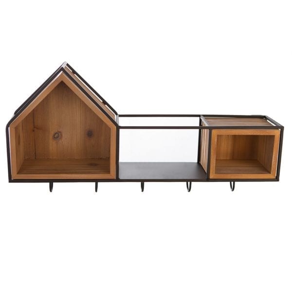 Wandgarderobe „ House", Holz und Metall, 68x30cm, von Gilde 1 | Asmondo – Deko, Geschenke und mehr