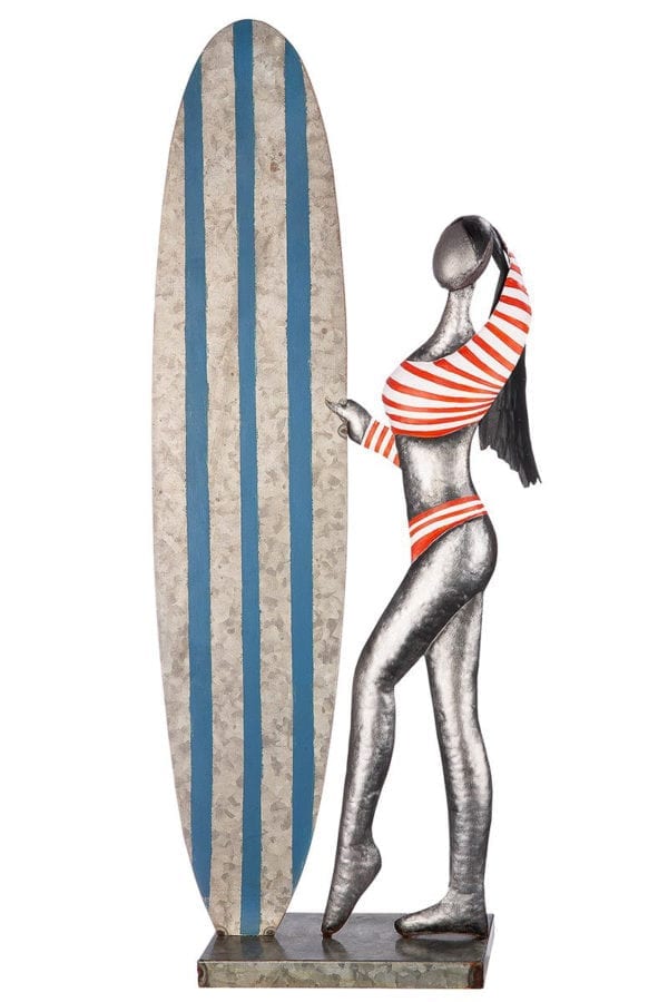 Figur „Surfer Girl", Höhe 70cm, Metall, von Gilde 1 | Asmondo – Deko, Geschenke und mehr