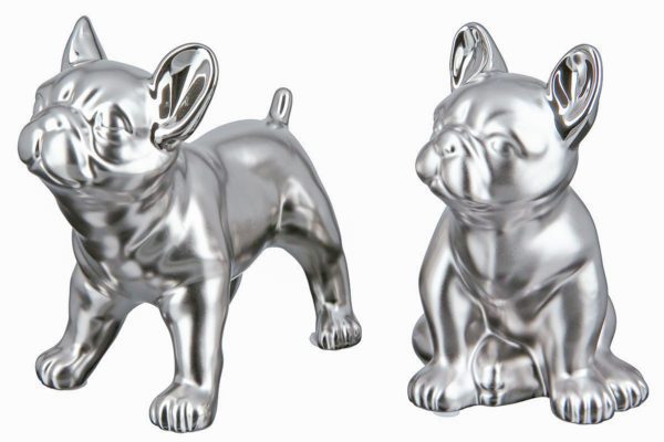 Bulldogge „Cantus", 2er Set, silberfarben matt/glänzend, Höhe 15cm, von Gilde 1 | Asmondo – Deko, Geschenke und mehr