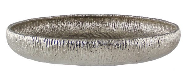 Tablett „Kodiak", rund, silberfarben, Handgefertigt, von Kaheku, Durchmesser 57cm 1 | Asmondo – Deko, Geschenke und mehr