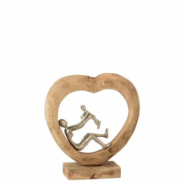 Figur Mutter mit Kind, Herz, Mangoholz/Aluminium, H30cm, von J-Line 1 | Asmondo – Deko, Geschenke und mehr