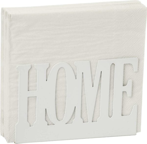 Serviettenhalter, Metall, weiß, gestanzt Home, 4x15x10,5cm, von Ihr Ideal home Range 1 | Asmondo – Deko, Geschenke und mehr