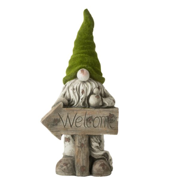 J-Line Dekoration Gnome Welcome Magnesium - grau/grün -H 70,5 cm 1 | Asmondo – Deko, Geschenke und mehr