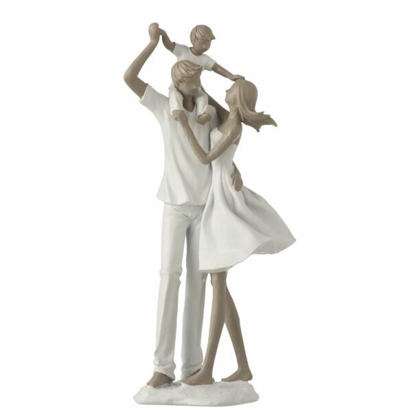 Skulptur Paar mit Kind auf Schultern Poly Weiß/Taupe, H 39,5, J-Line 1 | Asmondo – Deko, Geschenke und mehr