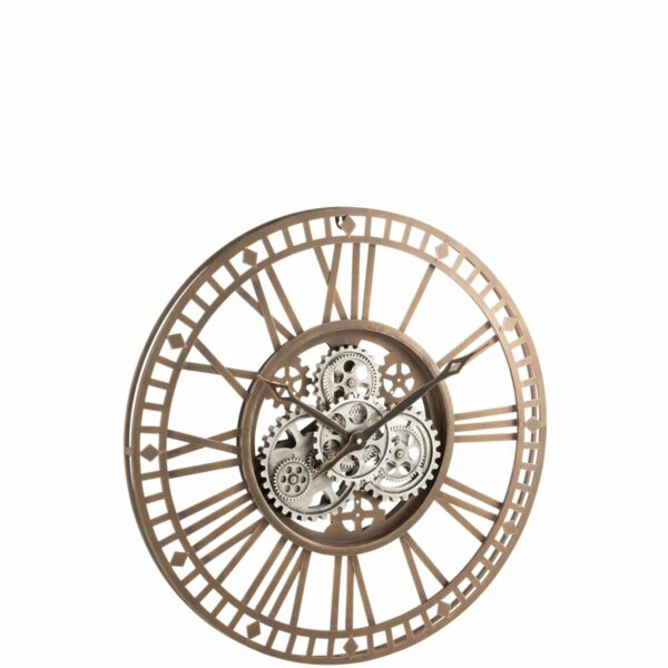 Radars Uhr mit römischen Ziffern – Metall – Goldfarben– Ø 60 cm, von J-Line 1 | Asmondo – Deko, Geschenke und mehr