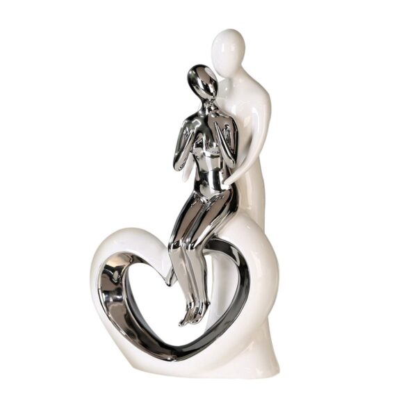 Keramik Figur "Romanze" weiß/silber, H.33,5cm, von Gilde 1 | Asmondo – Deko, Geschenke und mehr