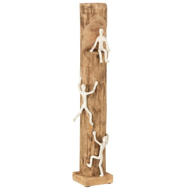 Figuren 3 Climbers Holz/Aluminium Natur/Silber, H 73 cm, J-Line 1 | Asmondo – Deko, Geschenke und mehr