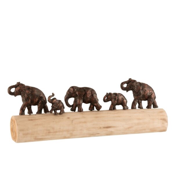 J-Line Figur Elefantenreihe Mangoholz Aluminium Bronze 1 | Asmondo – Deko, Geschenke und mehr
