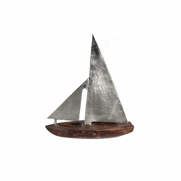 Maritime Eleganz" - das Aluminium/Mangoholz Segelboot "Classic" H.53cm von Gilde 1 | Asmondo – Deko, Geschenke und mehr