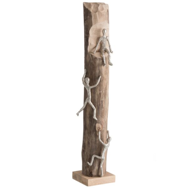 Figur 3 Climbers Holz/Aluminium Natur/Silber, H75cm, von J-Line 1 | Asmondo – Deko, Geschenke und mehr