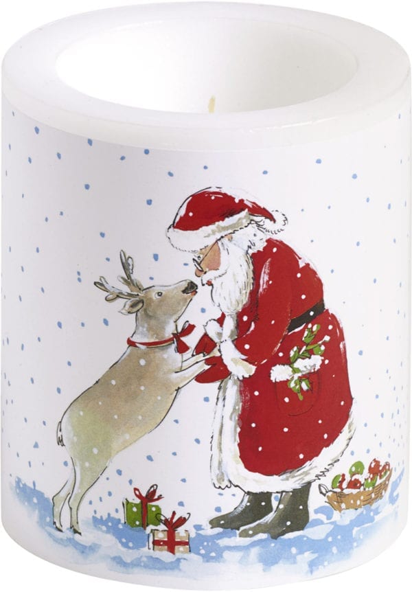 Windlicht / Kerze „Santa`s best friend“, Ø 9 x 10,5 cm 1 | Asmondo – Deko, Geschenke und mehr