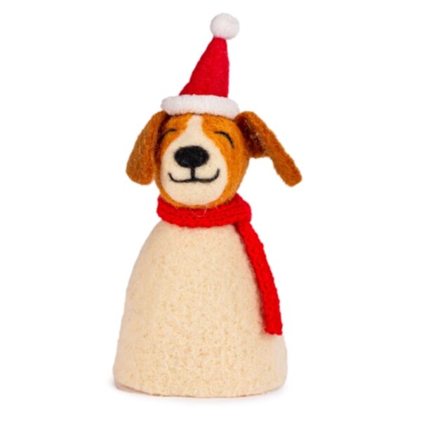 Eierwärmer Hund mit Weihnachtsmütze