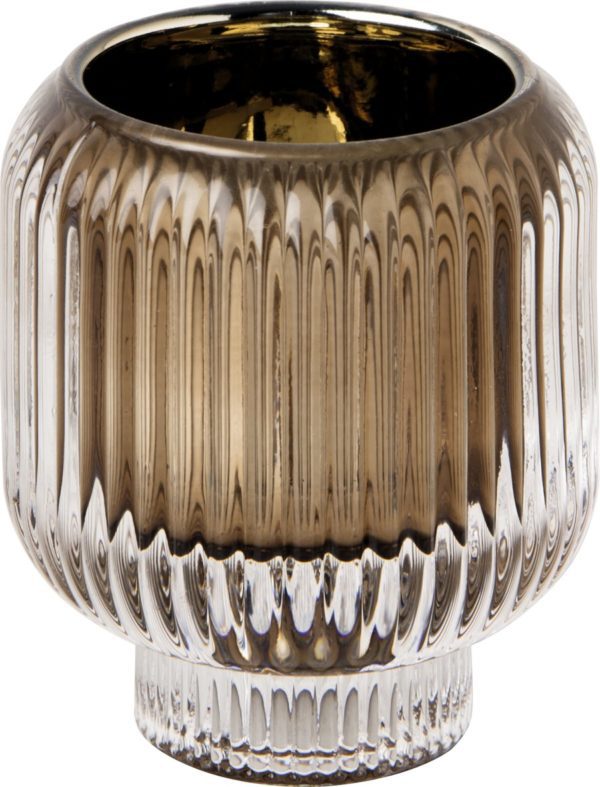 Teelichthalter mit Sockel aus Glas in Braun, innen goldfarben Ø 7,5 x H 9,5 cm, von Ihr Ideal Home Range GmbH 1 | Asmondo – Deko, Geschenke und mehr