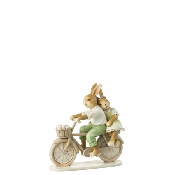 Skulptur, Hasenpaar auf Fahrrad, H 15cm, Poly Mix, von J-Line 1 | Asmondo – Deko, Geschenke und mehr