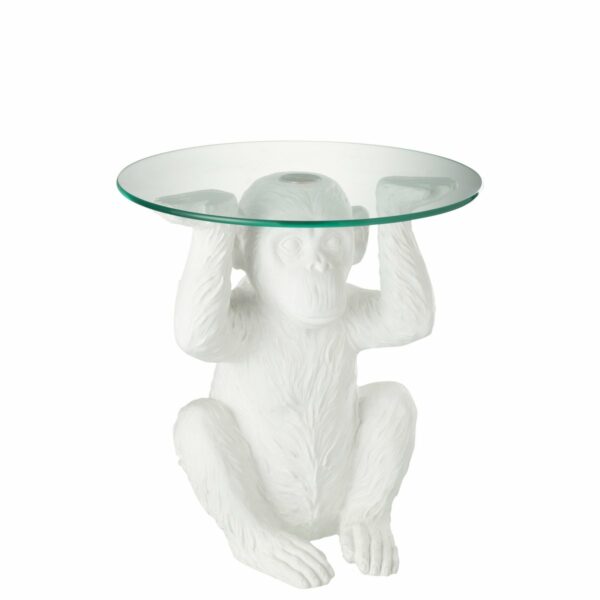 J-Line Tisch Monkey Harz/Glas Weiß aus Harz und Glas 1 | Asmondo – Deko, Geschenke und mehr