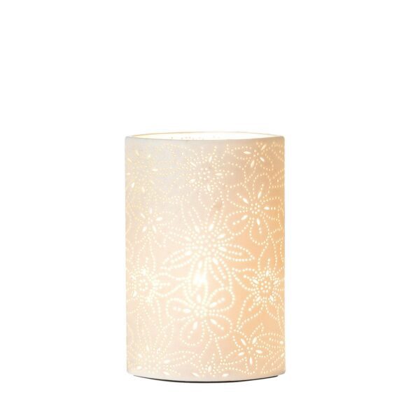 Porzellan Lampe Prickel Blume, H28cm, weiß, von Gilde 1 | Asmondo – Deko, Geschenke und mehr