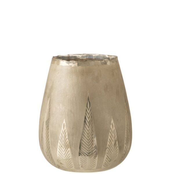 J-Line Teelichthalter Leaf Round – Glas – Silber – groß 1 | Asmondo – Deko, Geschenke und mehr