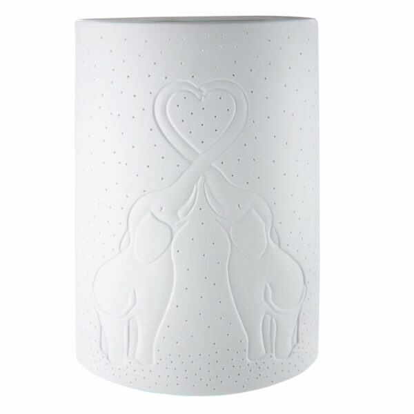 Porzellan Lampe "Elefantenliebe"H 28cm, von Gilde 1 | Asmondo – Deko, Geschenke und mehr