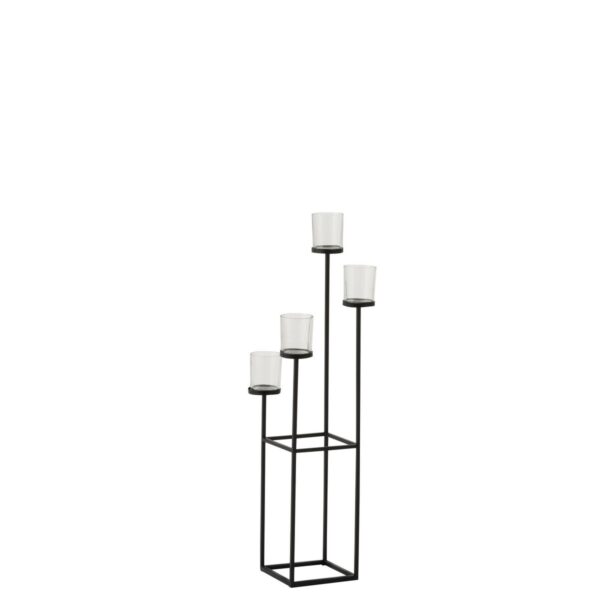 J-Line Kerzenhalter – Metall/Glas – Schwarz 1 | Asmondo – Deko, Geschenke und mehr