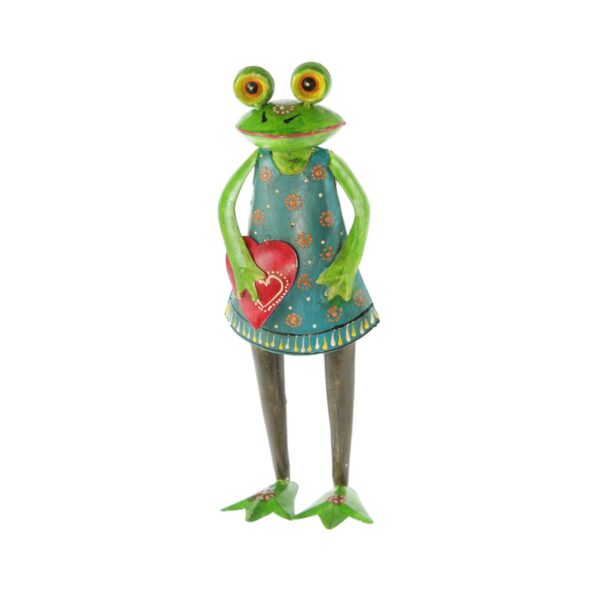 Metall-Frosch mit Herz stehend, 10 x 8 x 28 cm, mehrfarbig 1 | Asmondo – Deko, Geschenke und mehr