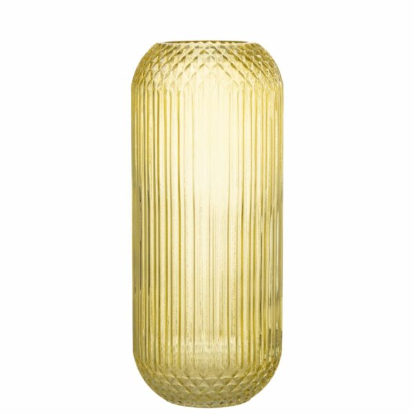 Vase, gerade geschliffenes Glas, Gelb, H 36,50 cm, von J-Line 1 | Asmondo – Deko, Geschenke und mehr