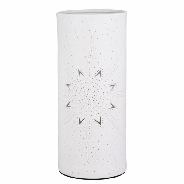 Porzellan Lampe Zylinder Sonne, Tischleuchte, von Gilde, weiß, D12x28cm 1 | Asmondo – Deko, Geschenke und mehr