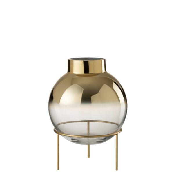 J-Line Vase Kugel auf Fuß Glas Gold/Transparent - 30,00 cm hoch 1 | Asmondo – Deko, Geschenke und mehr