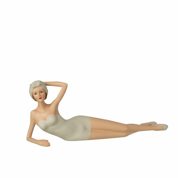 Skulptur - Damen-Badeanzug liegend Poly Grau/Beige, 50x19cm, von J-Line 1 | Asmondo – Deko, Geschenke und mehr